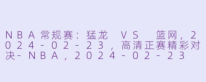 NBA常规赛:猛龙 VS 篮网,2024-02-23,高清正赛精彩对决