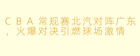 CBA常规赛北汽对阵广东，火爆对决引燃球场激情