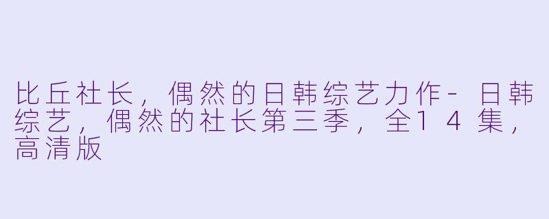 比丘社长，偶然的日韩综艺力作-日韩综艺，偶然的社长第三季，全14集，高清版