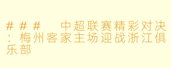 ### 中超联赛精彩对决：梅州客家主场迎战浙江俱乐部