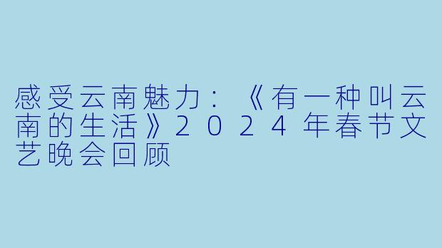 感受云南魅力：《有一种叫云南的生活》2024年春节文艺晚会回顾