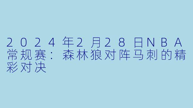 2024年2月28日NBA常规赛：森林狼对阵马刺的精彩对决
