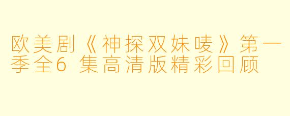 欧美剧《神探双妹唛》第一季全6集高清版精彩回顾