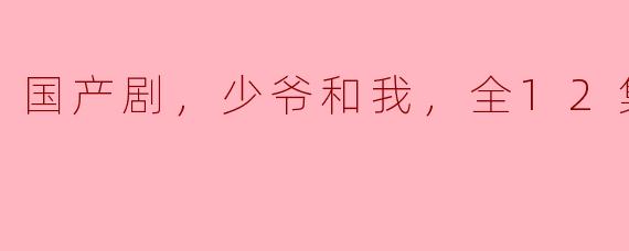 国产剧，少爷和我，全12集，高清版