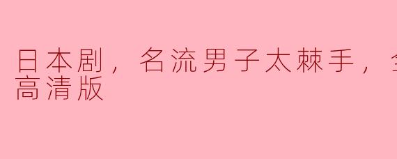 日本剧，名流男子太棘手，全10集，高清版
