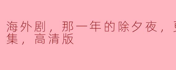 ** 海外剧《那一年的除夕夜》已经更新到12集，请问这部剧讲述了什么故事？  **