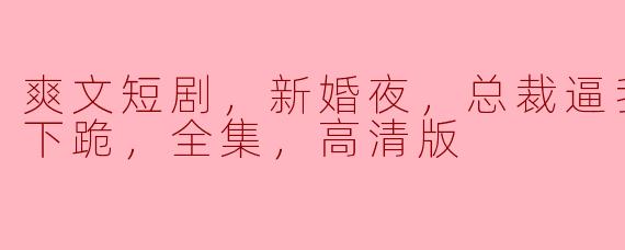 新婚夜的冲突：总裁逼我为白月光下跪
