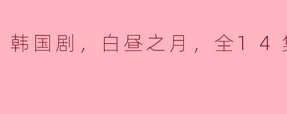韩国剧，白昼之月，全14集，