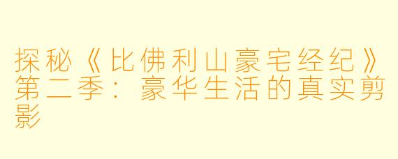 探秘《比佛利山豪宅经纪》第二季：豪华生活的真实剪影