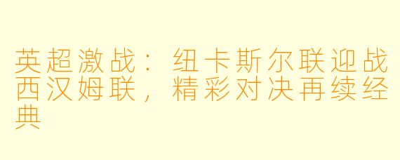 英超激战：纽卡斯尔联迎战西汉姆联，精彩对决再续经典