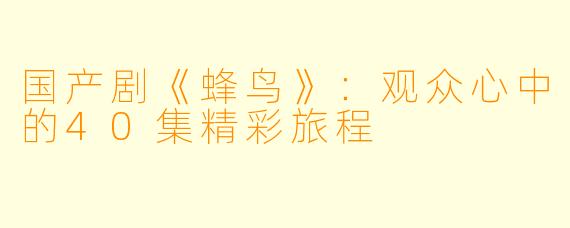 国产剧《蜂鸟》：观众心中的40集精彩旅程