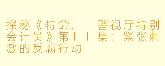探秘《特命! 警视厅特别会计员》第11集：紧张刺激的反腐行动