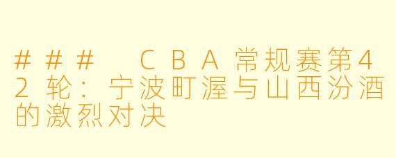 ### CBA常规赛第42轮:宁波町渥与山西汾酒的激烈对决