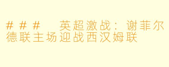 ### 英超激战:谢菲尔德联主场迎战西汉姆联