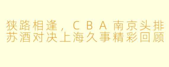 狭路相逢，CBA南京头排苏酒对决上海久事精彩回顾