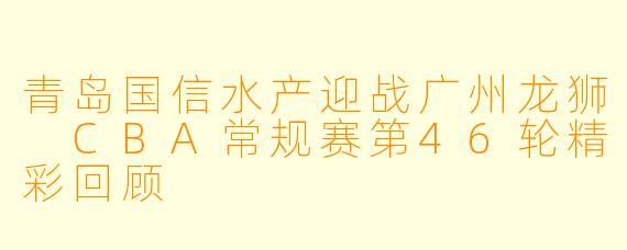 青岛国信水产迎战广州龙狮 CBA常规赛第46轮精彩回顾