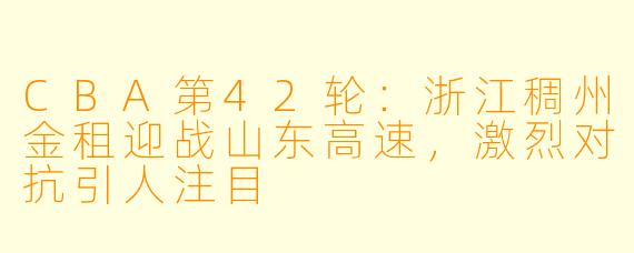 CBA第42轮:浙江稠州金租迎战山东高速,激烈对抗引人注目