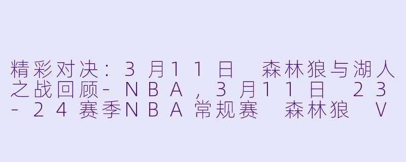 精彩对决:3月11日 森林狼与湖人之战回顾