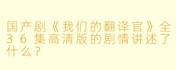 国产剧《我们的翻译官》全36集高清版的剧情讲述了什么?
