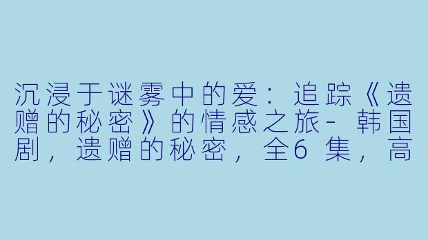 沉浸于谜雾中的爱：追踪《遗赠的秘密》的情感之旅-韩国剧，遗赠的秘密，全6集，高清版