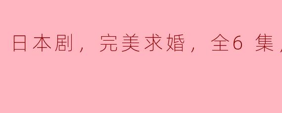 日本剧，完美求婚，全6集，高清版