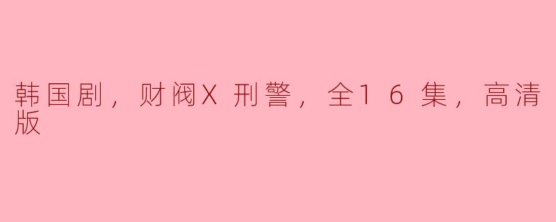 韩国剧，财阀X刑警，全16集，高清版