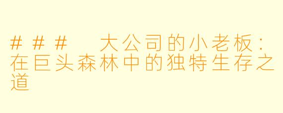 ### 大公司的小老板:在巨头森林中的独特生存之道