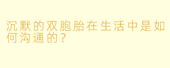 沉默的双胞胎在生活中是如何沟通的？  