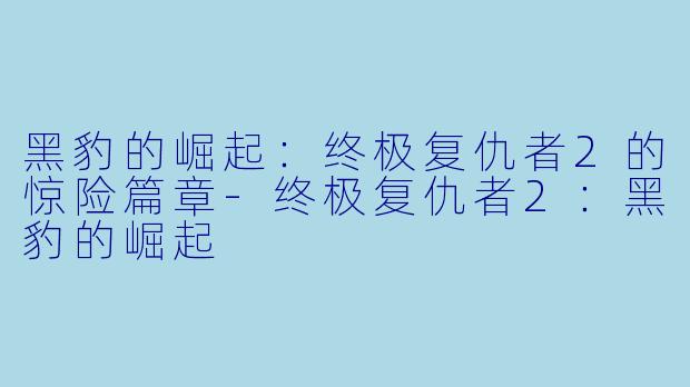 黑豹的崛起：终极复仇者2的惊险篇章-终极复仇者2：黑豹的崛起
