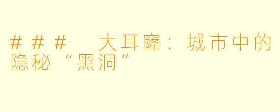 ### 大耳窿：城市中的隐秘“黑洞”