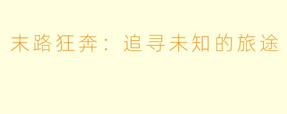 末路狂奔:追寻未知的旅途