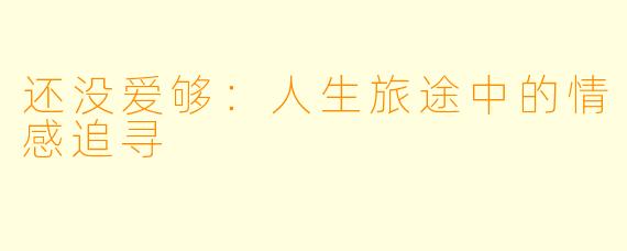 还没爱够:人生旅途中的情感追寻