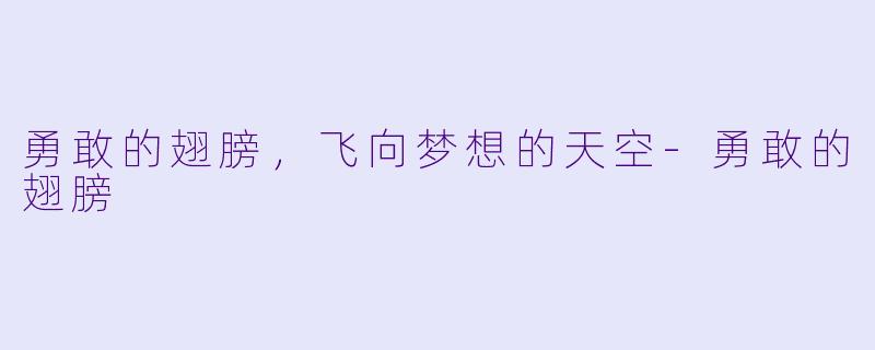 勇敢的翅膀,飞向梦想的天空