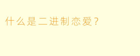 什么是二进制恋爱？