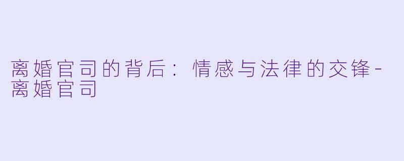 离婚官司的背后:情感与法律的交锋-离婚官司