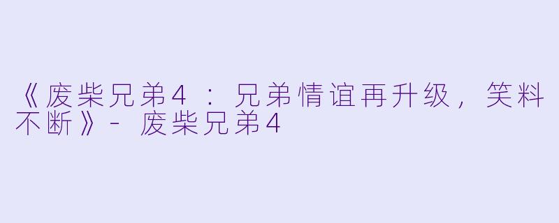 《废柴兄弟4：兄弟情谊再升级，笑料不断》