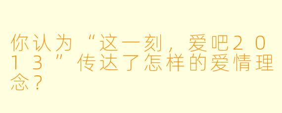 你认为“这一刻,爱吧2013”传达了怎样的爱情理念?