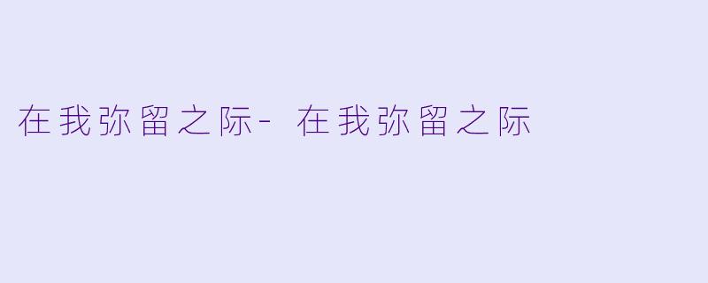在我弥留之际
