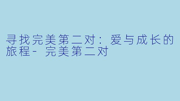 寻找完美第二对:爱与成长的旅程