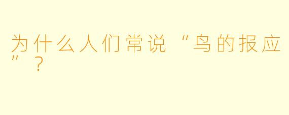 为什么人们常说“鸟的报应”?