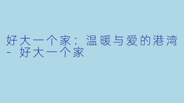 好大一个家：温暖与爱的港湾-好大一个家