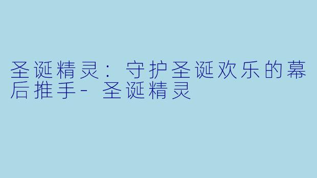 圣诞精灵:守护圣诞欢乐的幕后推手