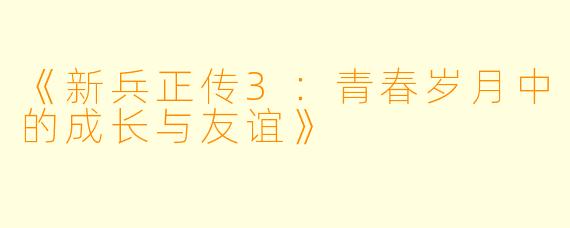 《新兵正传3:青春岁月中的成长与友谊》