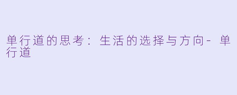 单行道的思考:生活的选择与方向