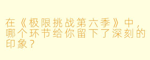 在《极限挑战第六季》中，哪个环节给你留下了深刻的印象？