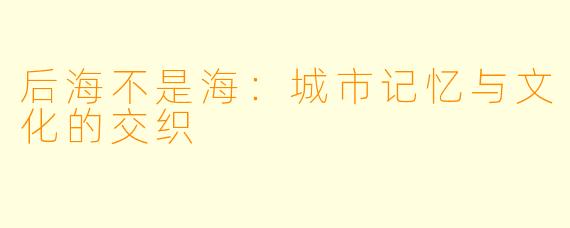 后海不是海：城市记忆与文化的交织