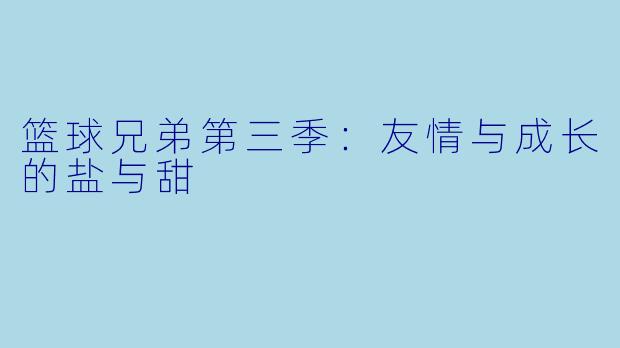篮球兄弟第三季:友情与成长的盐与甜