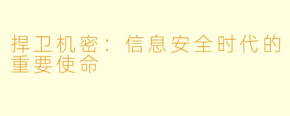 捍卫机密：信息安全时代的重要使命