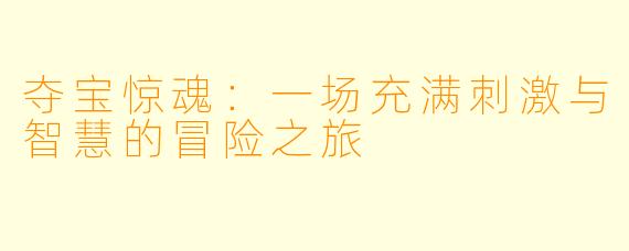 夺宝惊魂：一场充满刺激与智慧的冒险之旅