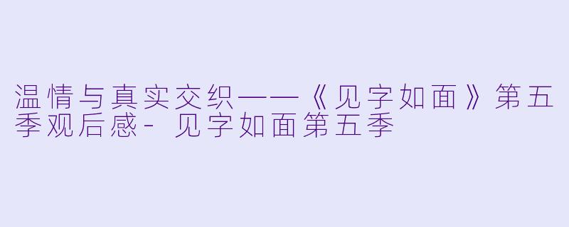 温情与真实交织——《见字如面》第五季观后感-见字如面第五季